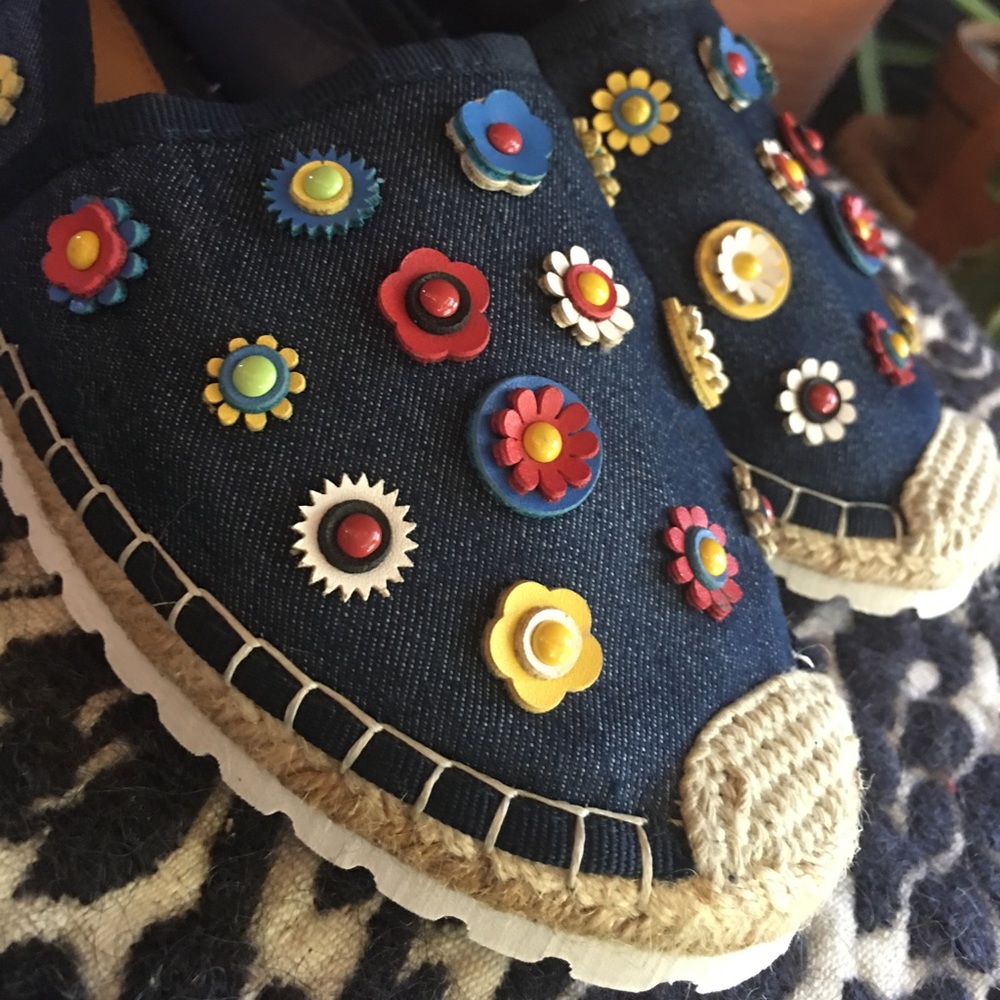 Bakers Retro Flower Embellished Espadrille Flats